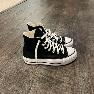 Classic High-Top Canvas Sneakers in Black and White